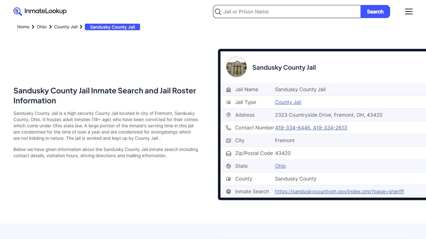 Sandusky County Jail (OH) Inmate Search Ohio - Inmate Lookup